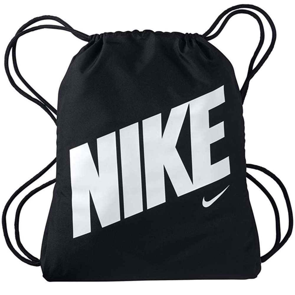 Nike black white book bag backpack gym sack